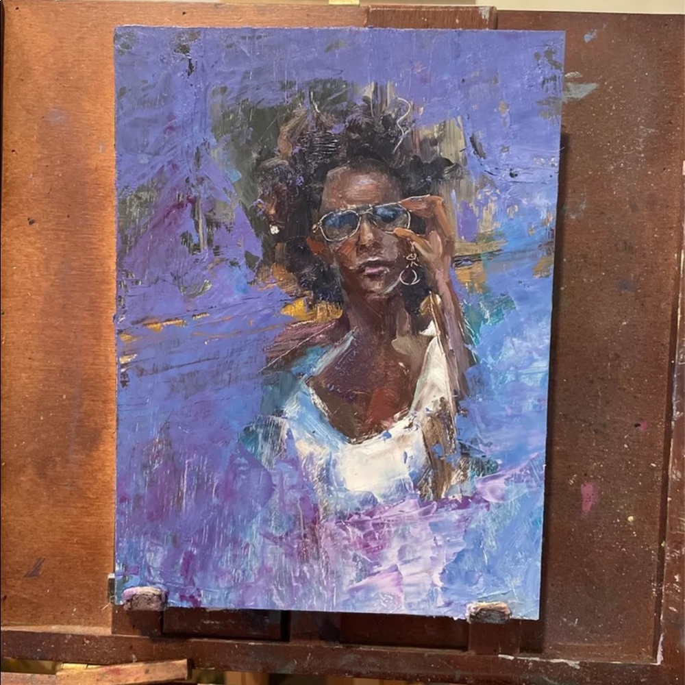 Oil painting-lilac girl